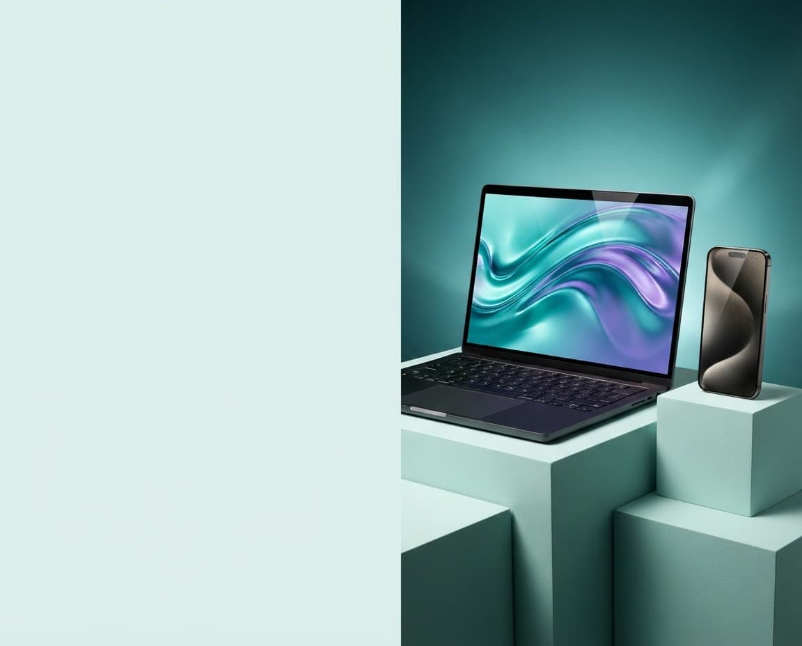 Laptop and phone from the latest tech collection